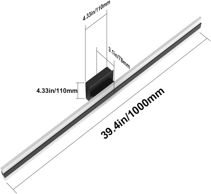New Product Aipsun 40in Modern Black Vanity Light Up and Down Frosted White Acrylic LED Wall Light for Bathroom Light Fixtures(White Light)