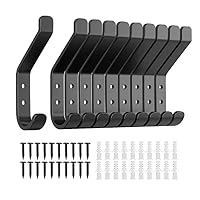 Wall Door Hooks for Hanging Coat: 10KG Metal Heavy Hook with Screw,Individual Hangers for Clothes Coat Towel,Bathroom Door,Black 10cm(10 Pack)