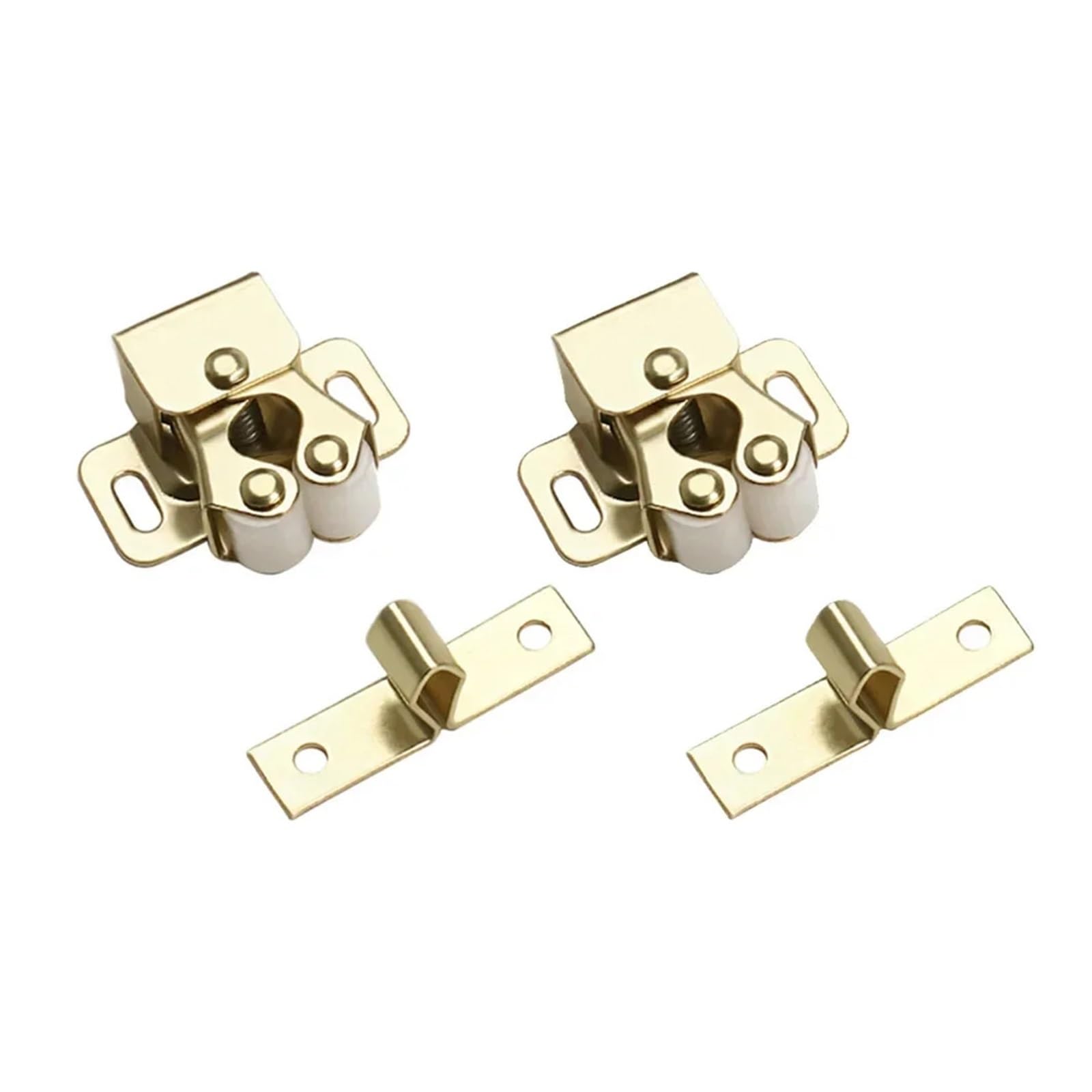 8pcs Door Close Latch Stainless Steel for Motorhomes Caravans Boats Double Roller Catch Cupboard Cabinet for Furniture(Gold)