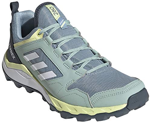 adidas Women's Terrex Agravic Trail Running Shoe, Grey/White/Yellow Tint, 8.5 M US