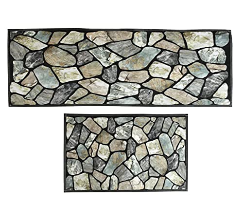 Image of ishro home Premium Kitchen mats for Floor Anti Slip | Machine-Washable |Waterproof| 2 Pcs Set| (18 x 55 + 18 x28 inches)