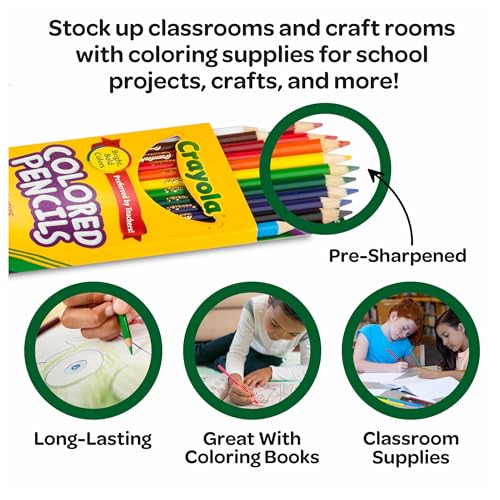 Crayola Bulk Colored Pencils for Kids (24pk) - 12 Assorted Colors, Art Supplies For Crafts & Coloring Books, Bulk Preschool & Kindergarten Classroom Supplies (Packaging May Vary)