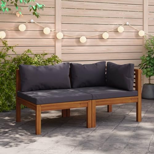 Somanki Juego de sofás 2 pzas con Cojines, Sofas De Salon, Sofa Cama, Hogar Sofa, Muebles Salon, Sofá Multiplaza, Gris Oscuro Madera de Acacia