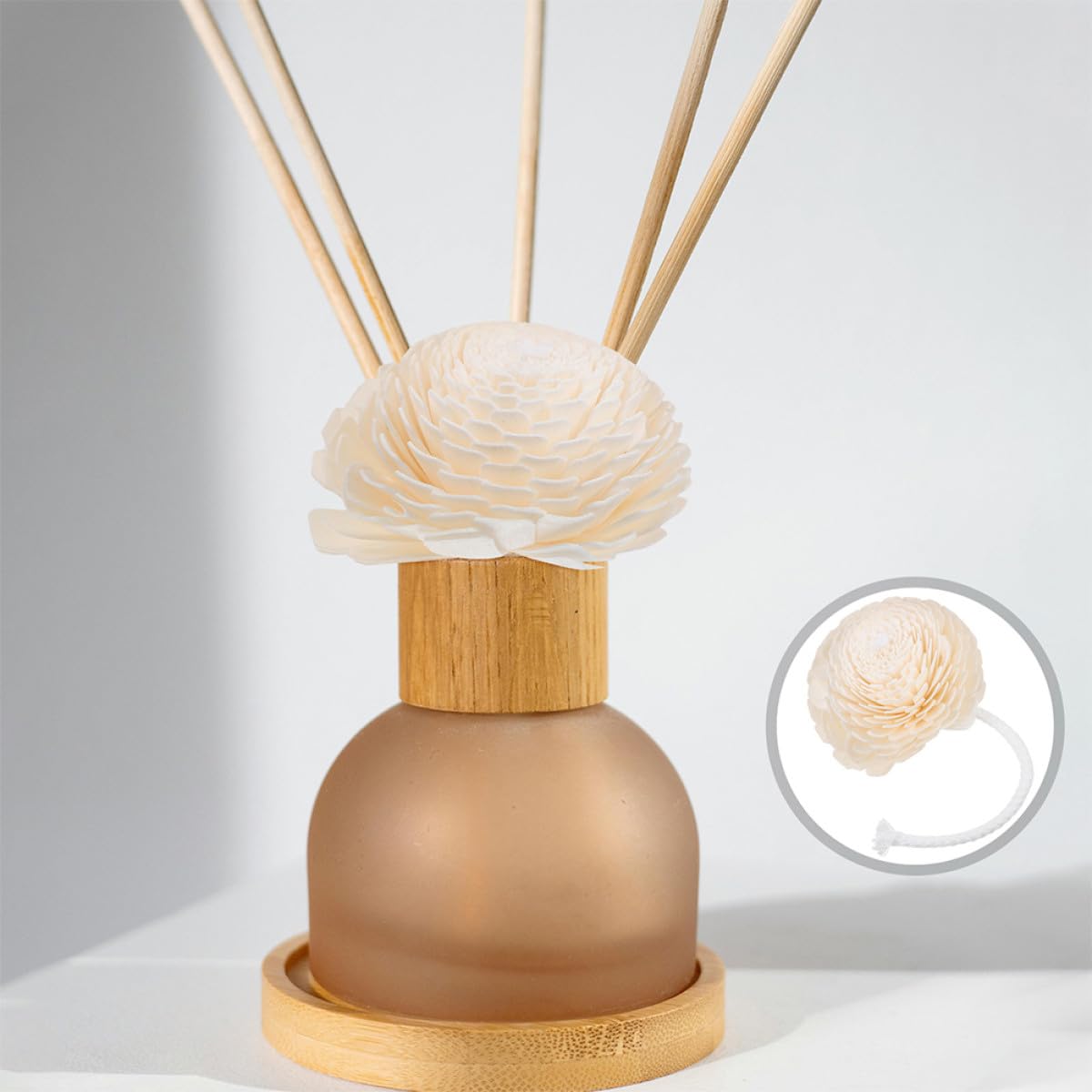MAGICLULU Diffuseur de Parfum 2pcs Tête de Fleur en Corde de Coton Beige, Diffuseur D'huiles Essentielles Léger et Élégant pour Décoration de Voiture ou Intérieur
