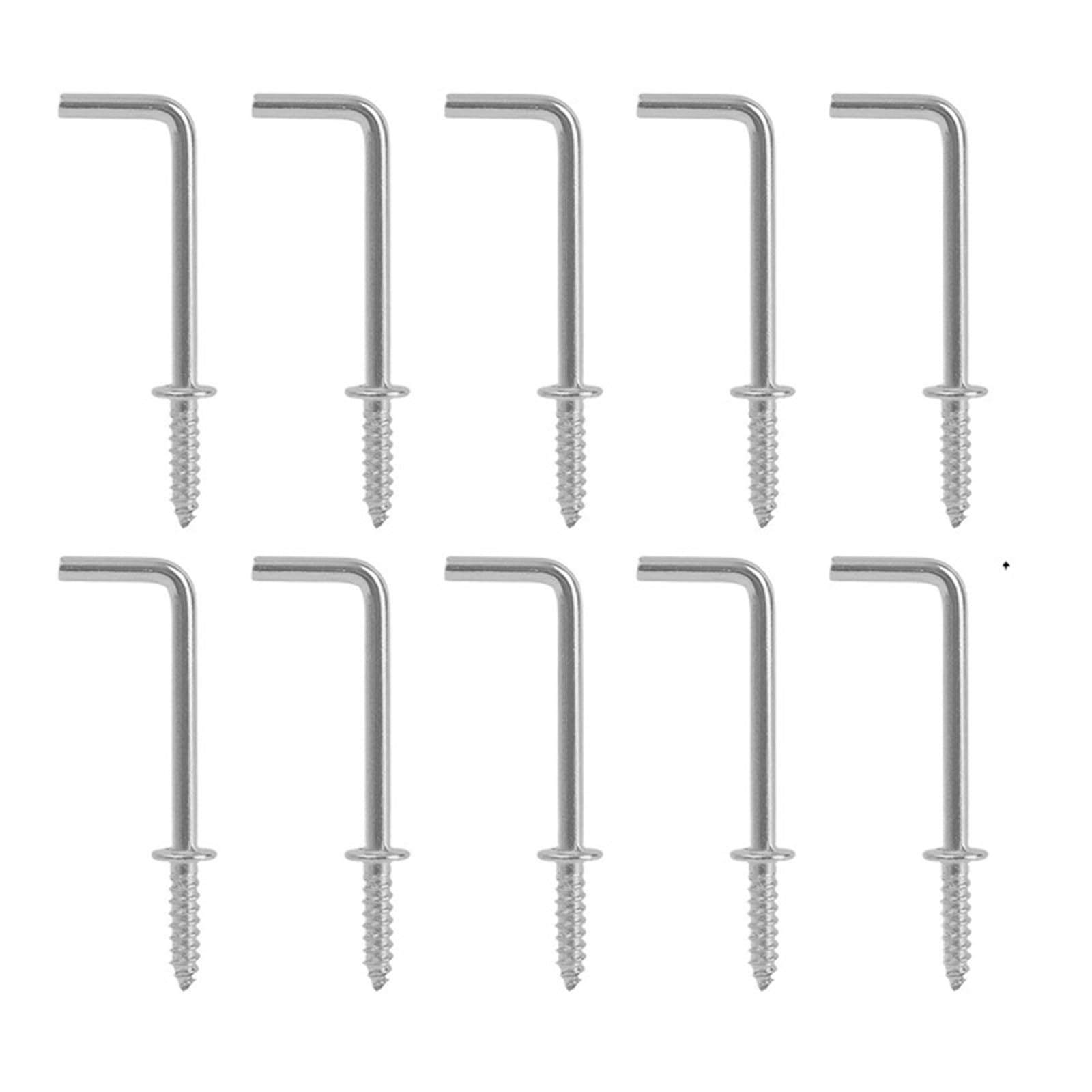 CIGPKLO L Shaped Hooks Screw Self Tapping Screw L-Shaped Hook Wall Mounting Hangers Right Angle Ceiling Hooks for Hanging Pictures(Silver,50PCS)