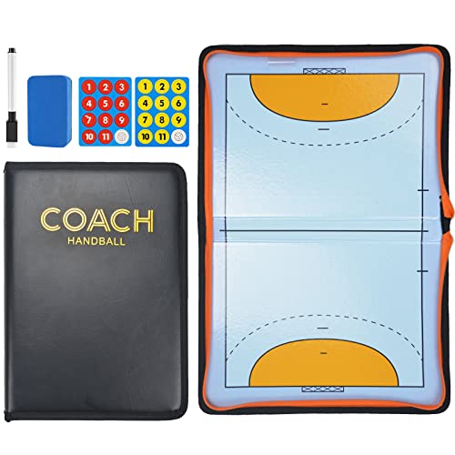 RoseFlower Taktiktafel Handball, Handball Trainer Taktikmappe mit Marker Stift Magneten, Profi Tatktikboard Handball Coach-Board, Taktikbrett Handball für die Schulung oder Spielanalyse