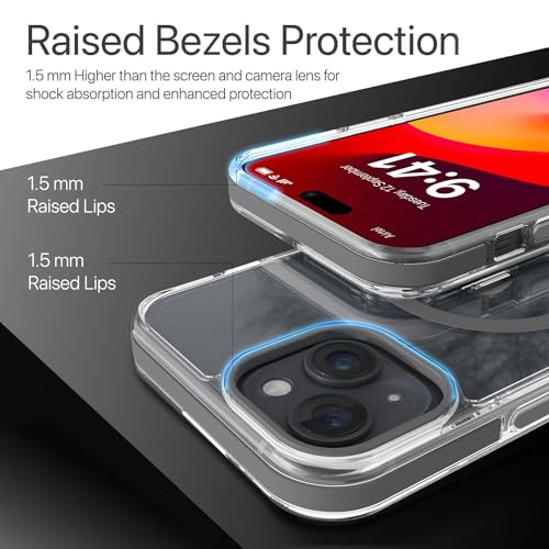 Image of Vaku Luxos Vortex MagPro Back Cover for iPhone 14 with Magnetic Alloy Ring Metal Kickstand Scratch Resistant Slim Thin Non Yellowing Military-Grade Protection Cover - White