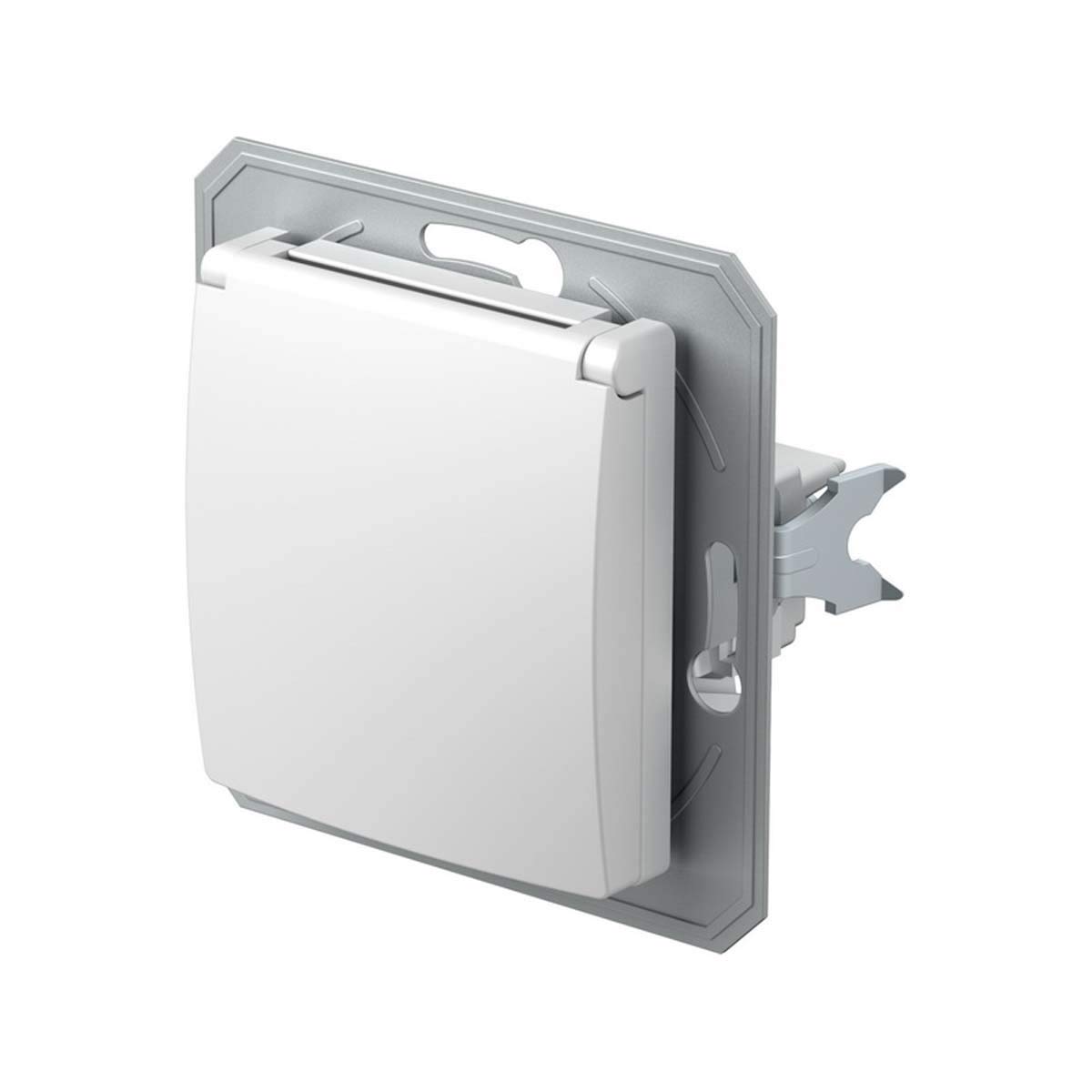 Presa EKONOMIK Con Coperchio Bianco – 250V 16A, Morsetti Senza Viti, Per Interno, Serie Modulare