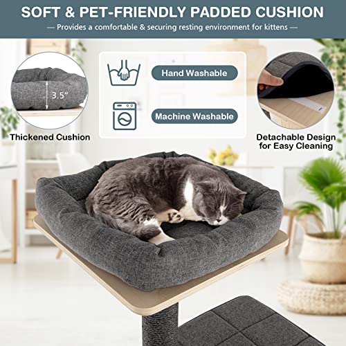 Torre para Gatos de Madera PETSITE 69 Pulgadas Gris miniatura 3