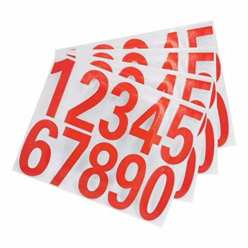 Mailbox Numbers Reflective Stickers for Outside,4 Sets(0-9) Vinyl Numbers Decals for Mailbox Signs Windows House Door Racing Cars Trucks Home Business Address Numbers (0.87"x1.89", Red)