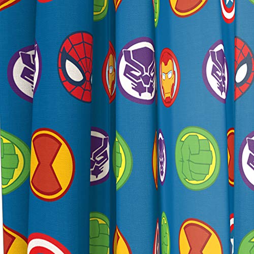 Image of Jay Franco Marvel Avengers Kids Blackout Curtains for Boys Bedroom, Superhero 42 inch W x 84 inch L Drapes 4-Piece Set with 2 Tiebacks, Microfiber Rod Pocket (Official Marvel Product)