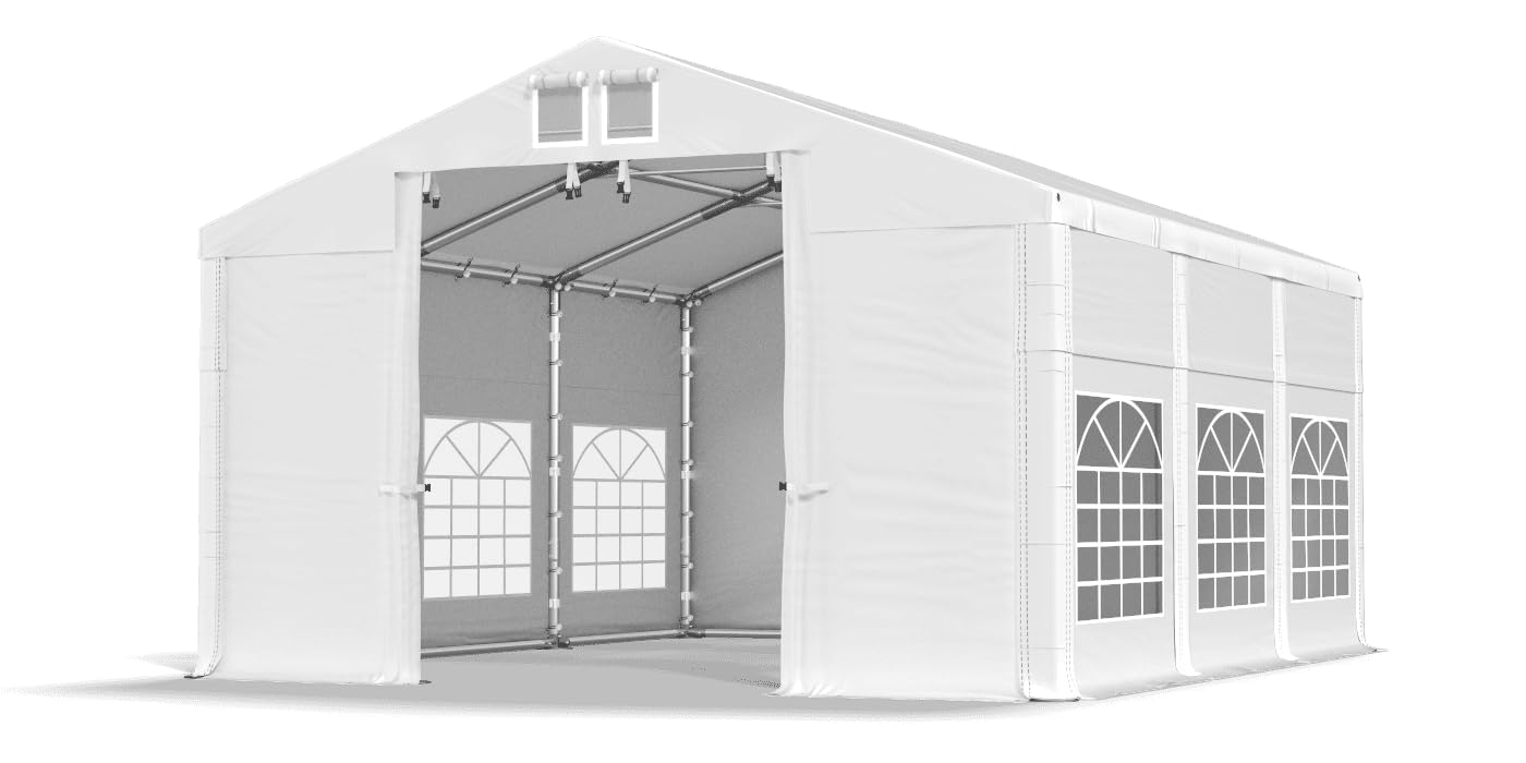 Namiot Imprezowy 4x6x2,5m - Biały - Namiot Biesiadny i Weselny - Wodoodporna Plandeka PVC - Konstrukcja Winter - Idealny na Imprezy, Eventy, Ogród, Wesela - Całoroczny - Łatwy Montaż