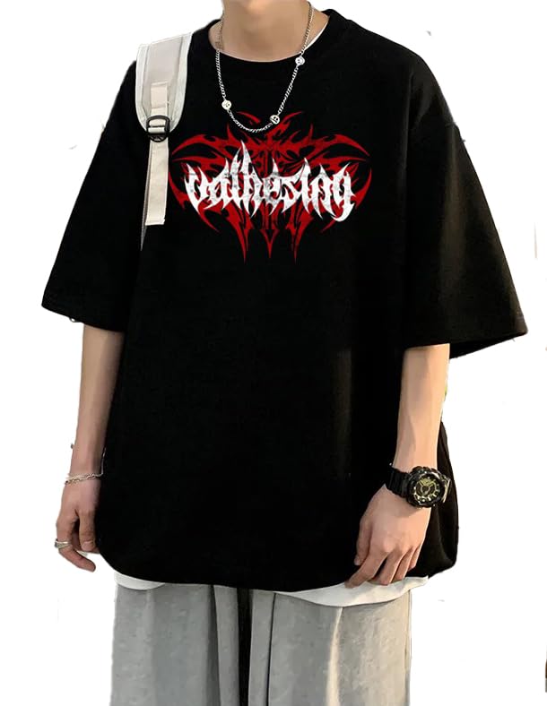 Mens Black Cotton Oversized Tshirt for Man|Half Sleeve Down Shoulder Spider Back Printed Oversized T Shirt for Mens Anime Tshirts for Men's & Gym T Shirts for Workout-image-17