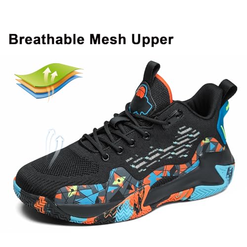Image of SANEARDE Mens Basketball Shoes High Top Breathable Non Slip Outdoor Sneakers Cushioning Workout Shoes for Fitness