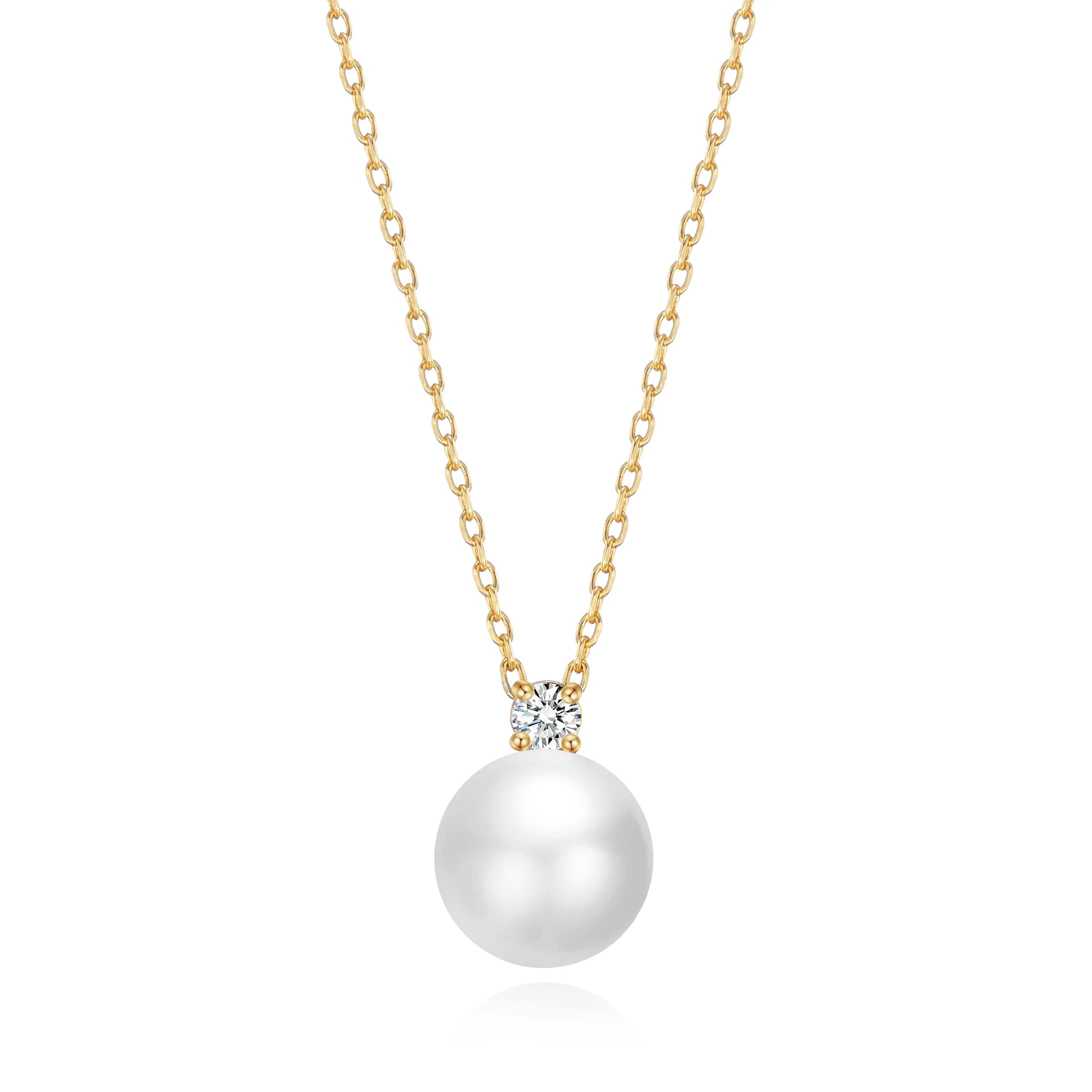 Philip JonesGold Plated Round Shell Pearl Necklace Created with Zircondia® Crystals