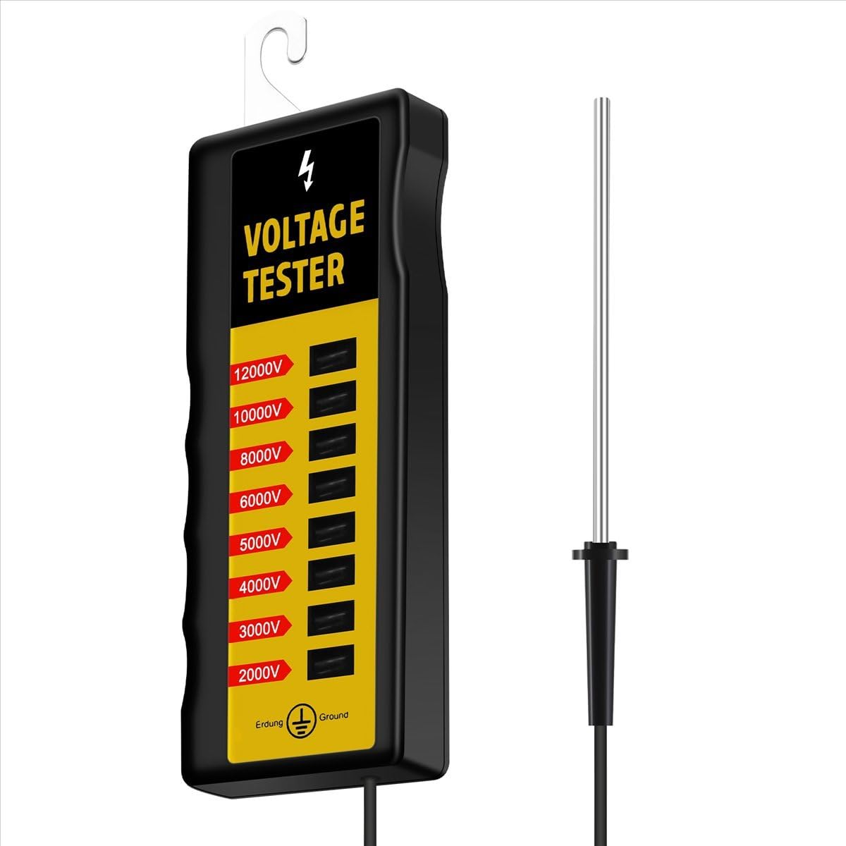 Bpqiang Black/Light 12000V Farmer's Fence Voltage Testing Tool,Electric Tester,Yard Fencing Tester