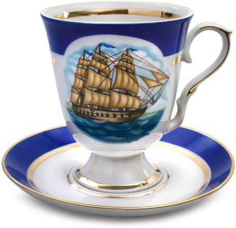 Dulyovo Porcelain Mug and Saucer "The Sea"