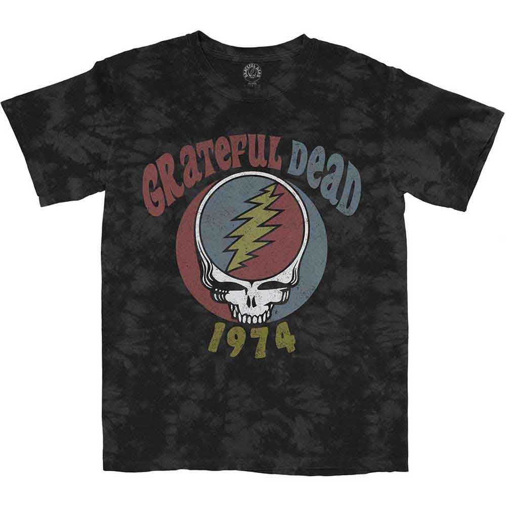 T-shirt Grateful Dead 1974 imprimé logo finitions dip dye gris