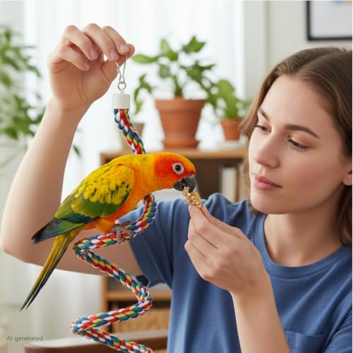 Image of Bird Rope Perch & Birds Swing Set, 40'' /60'' /79''