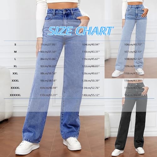 Straight Leg Jeans for Women,High Waisted Baggy Wide Leg Loose Fit Tummy Control Denim Pants Boyfriend Jeans for Women3