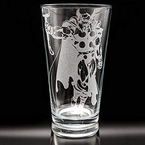 THOR Engraved Pint Beer Glass  Inspired by Super Hero Comics & The Thunder God of Asgard  Great Drinking Gift Idea!