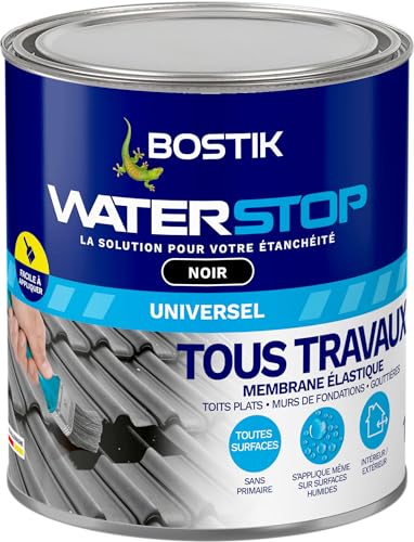 Bostik Waterstop Noir 1 kg – Membrane d’Étanchéité Toiture, Gouttières & Murs – Répare Fuites, Infiltrations & Fissures – Résistant UV &...