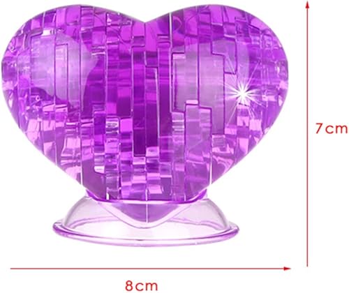 Miniatura 6 de Heave Rompecabezas de corazón de cristal 3D, rompecabezas de corazón de amor de cristal 3D, bloques de modelo, artilugios para niños, rompecabezas