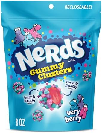 Nerds, Gummy Clusters Candy, Very Berry, Crunchy and Gummy, 8 Ounce