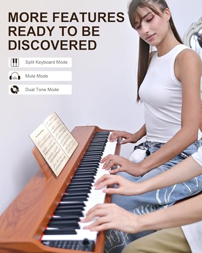 Image of SP88G Digital Piano Keyboard with Stand & Triple Pedal, 88 key Semi Weighted Electric Piano for Beginners and Adults, 800 Tones, 600 Rhythms, 80 Demo Songs with Headphones, USB-MIDI