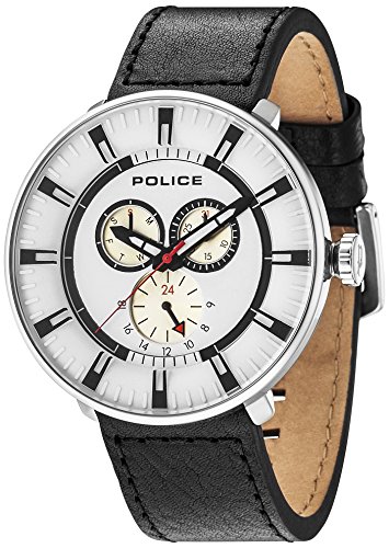 Preisvergleich Produktbild Police Herren Analog Quarz Uhr mit Leder Armband 15040XCY / 01