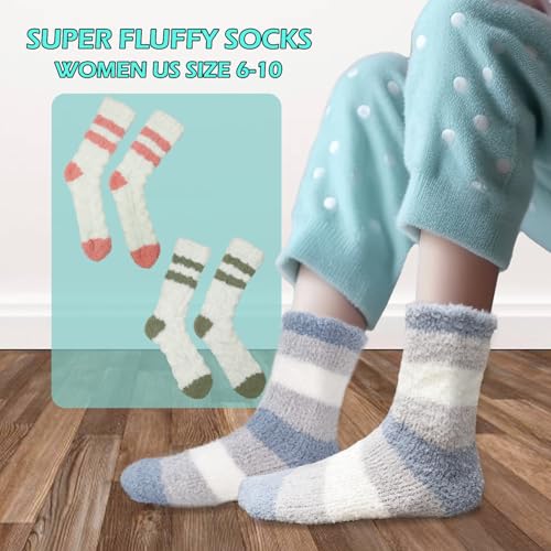 Image of Womens Fuzzy Socks, Cozy Fluffy Slipper Sock, Soft Winter Plush Socks Comfy Home Sleep Xmas Gift for Adults