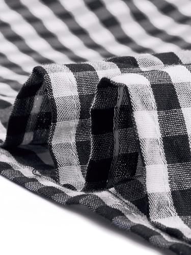 Image of Agnes Orinda Plus Size Gingham Dresses 1950s Vintage Plaid Round Neck Short Sleeve Tiered Midi Summer Dress
