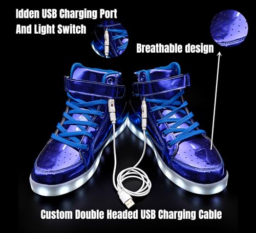 Image of IGxx LED Light Up Shoes for Men USB Recharging High Top LED Sneakers Women Kids