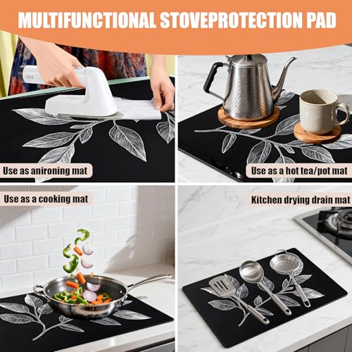 Image of Anti-Slip Electric Stove Top Cover, Foldable Heat-Resistant Glass Stove Top Cover Protector, Multi-Scenario Use Dish Drying Mat 30 inchx21 inch