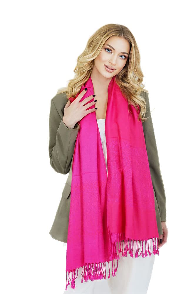 Signare Women's Fuchsia Pashmina Shawls And Wraps Scarf For (Fuchsia)