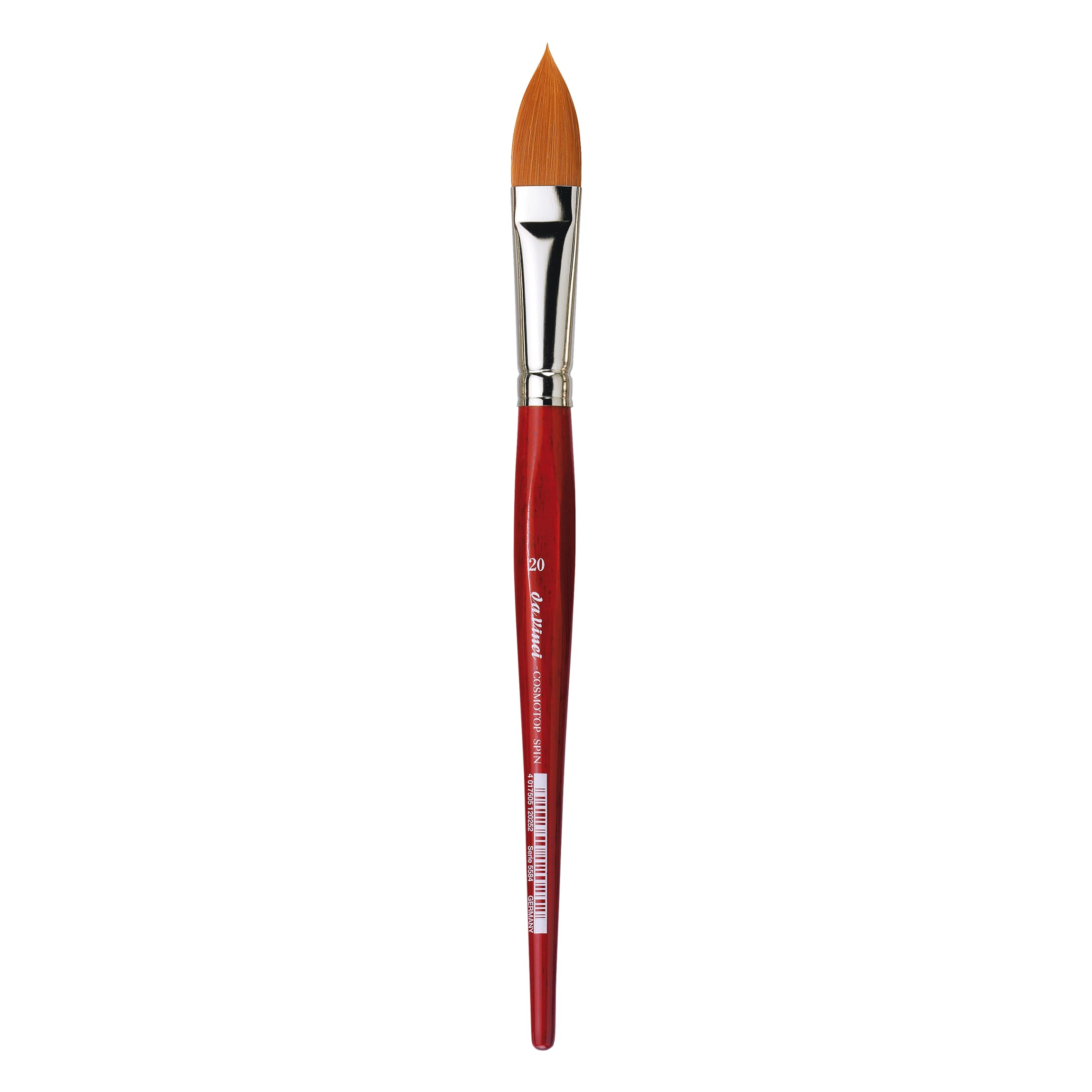 da Vinci Watercolor Series 5584 CosmoTop Spin Paint Brush, Pointed Oval Synthetic with Red Handle, Size 20