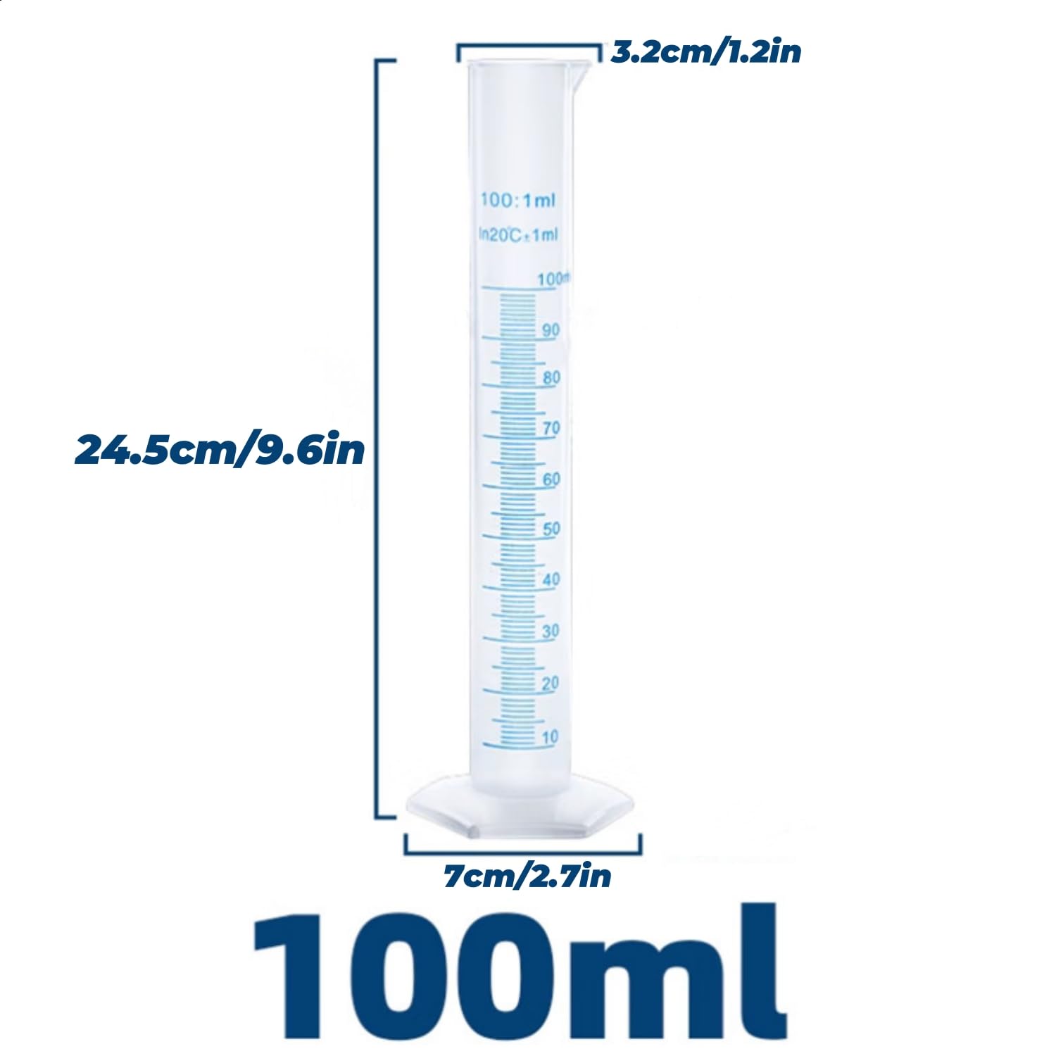 Cilindros Medidores de Plástico 100ml Probeta Graduada Laboratorio