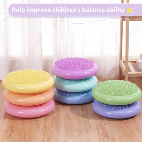 Image of Amylove 8 Pcs Wiggle Seat Inflated Wobble Cushion for Sensory Kid 13 Inch Balance Disc Kids Flexible Seating Exercise Sensory Pad Chair Cushion for Classroom Office School(Elegant)