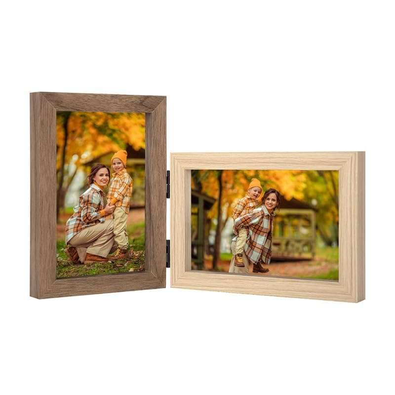 Demark - Marco Doble SO301 - Elegante marco de madera para dos fotos de 10x15 cm - Ideal para sobremesa - Perfecto para mostrar tus recuerdos en casa u oficina