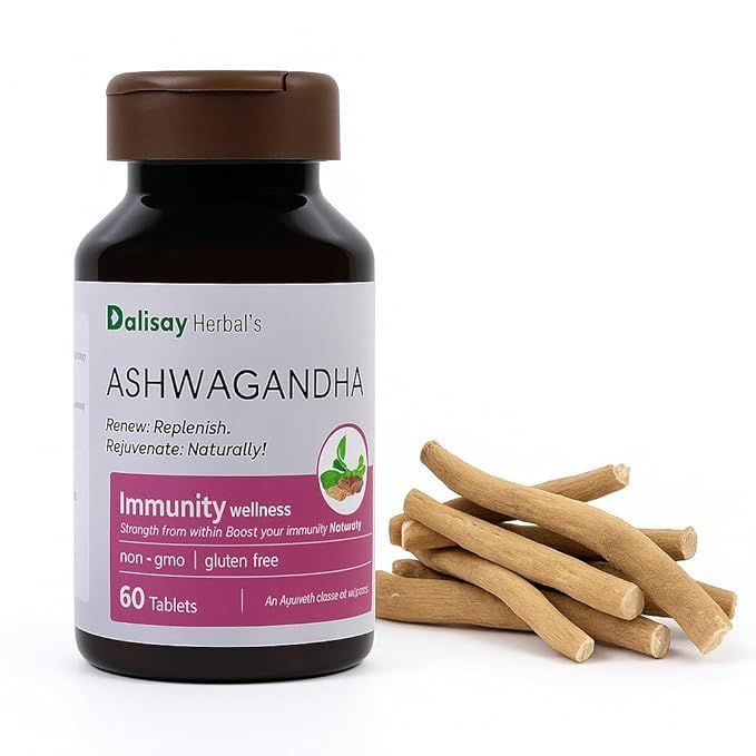 Dalisay Herbals Ashwagandha Immunity Wellness Supplement 500mg 60 Tablets Non-GMO Gluten Free for Stress Relief Anxiety Support Sleep