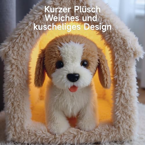OR OR TU Spielzeug Hund der Läuft und Bellt, Realistisches Interaktives Hund Spielzeug Kinder Plüschwelpe Elektronische Haustiere mit Ferngesteuerter für Kinder Mädchen Junge Geschenk