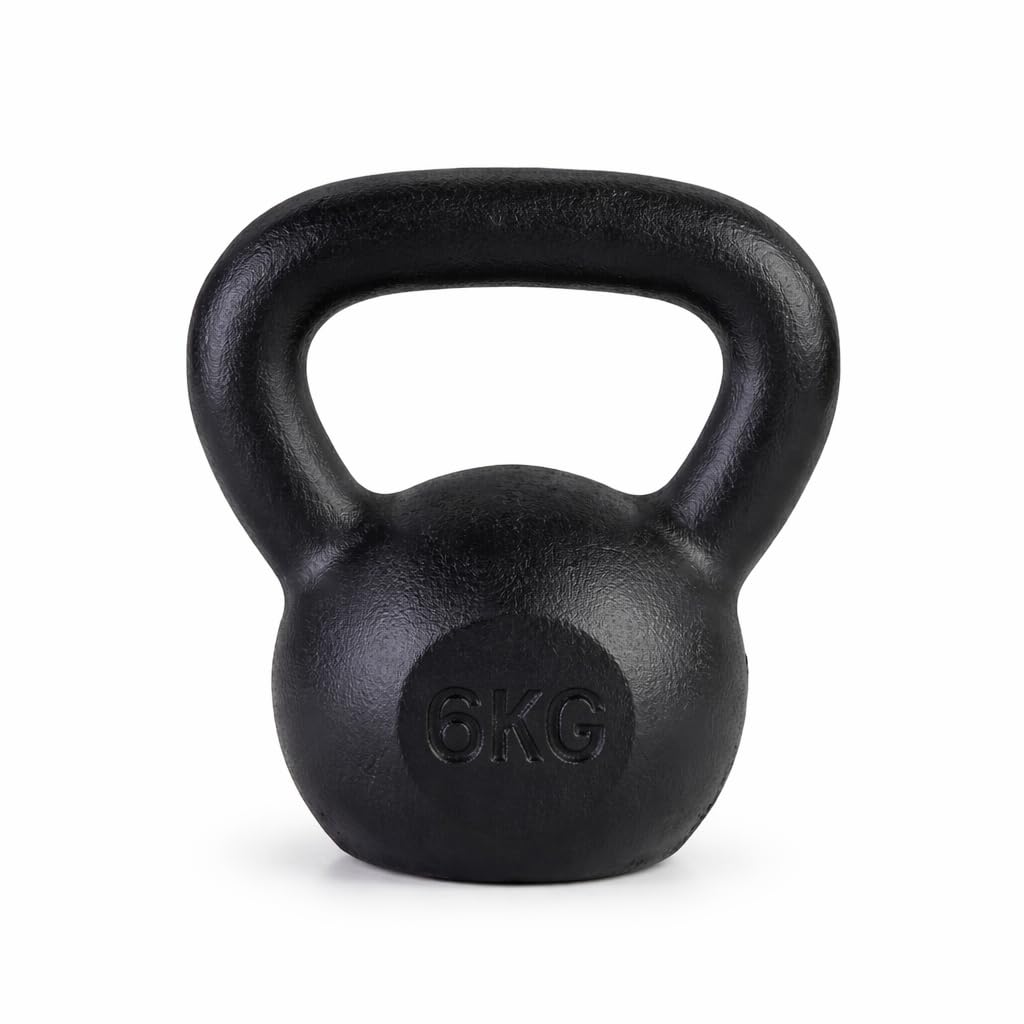 Vinyl Kettle bell Weight Set Exercise Home Gym Fitness Workout 4-20kg |Vinyl & Cast Iron Kettle bells Correct Shape And Size | Home And Gym Fitness Workout (Black (Cast IRON), 6 KG)