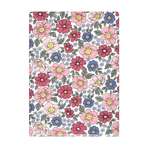 Image of Hudson Baby Unisex Baby Cotton Poly Flannel Burp Cloths Bundle, Pink Blue Pretty Floral, One Size