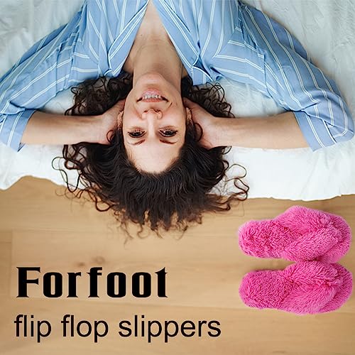 Forfoot Fuzzy Slippers Thong, Women's Cozy Slippers Flip Flops House Indoor Slippers Plush Coral Lining Thong Slippers Open Toe Slippers2