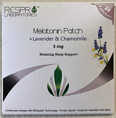 Respro Labs Natural Melatonin (3 mg) Relaxing Sleep Support Patch with Soothing Lavender, Chamomile, and Lemon Balm Essential Oils, Continuous Release - 24 Patches