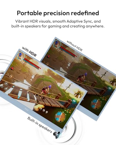 Image of Pixio PX160 Wave Blue Portable Monitor 15.6 inch 60Hz FHD 1080p IPS Panel HDR Screen Cover Stand USB-C HDMI Laptop Screen Extender Portable Monitor for Laptop, PC, Console, Phone