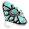 Turquoise Ring Sterling Silver 925 Genuine Gemstones Size 6 to 11 (Turquoise, 10)