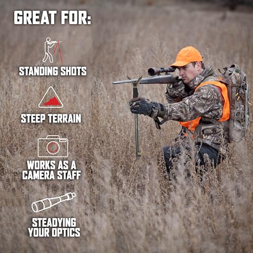 Image of Allen Company Monopod Shooting Stick and Gun Rest - Adjustable Height - Removable Cradle - Padded Grip - Aluminum - Rifle Shooting Rest, Camera Stand - Gun Accessories, Hunting Gear