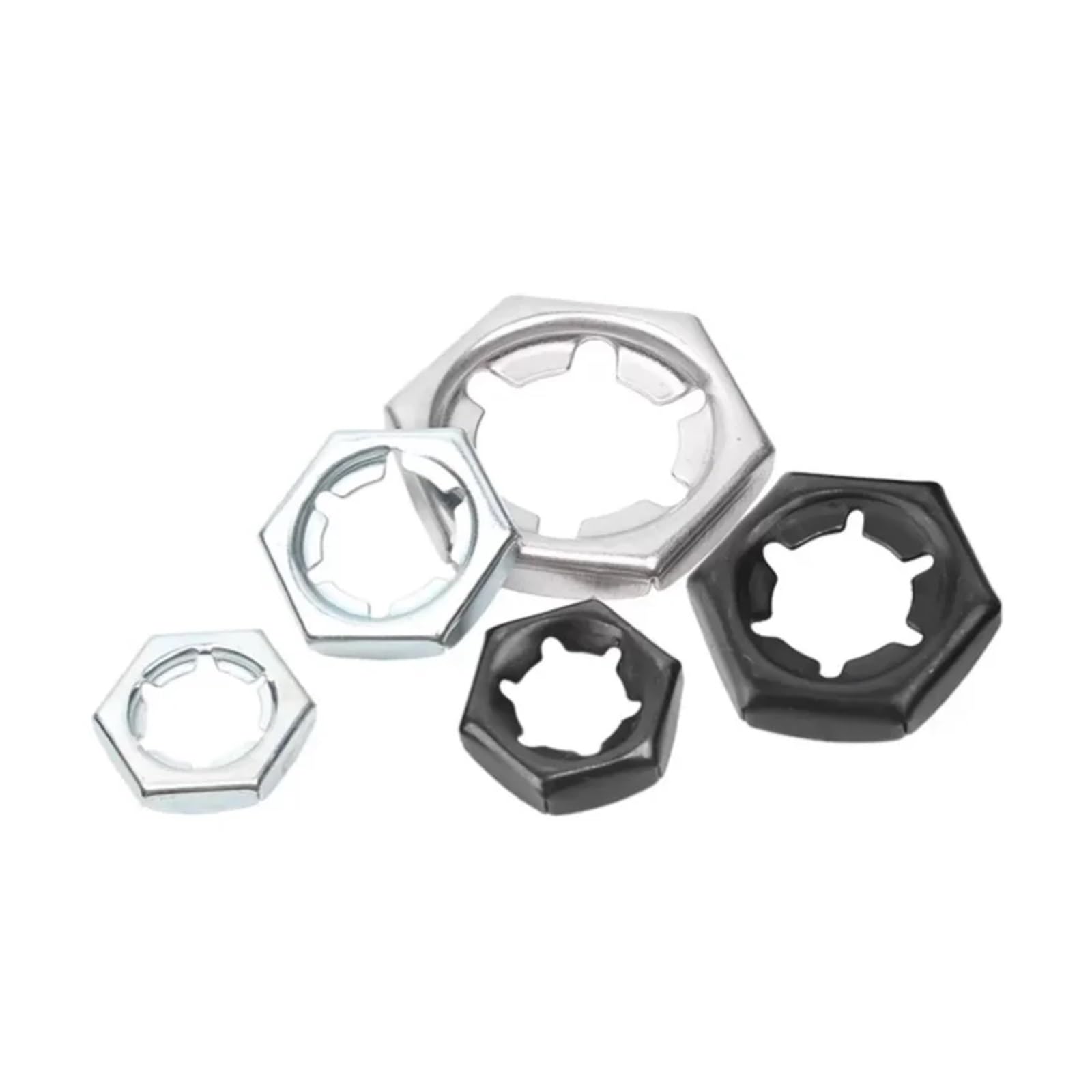 Juego de tuercas autoblocantes de acero inoxidable 316/304, de acero al carbono, resistentes a la corrosión, hexagonales, con retención de tuercas, M6-M56(Black Iron,M14-50pcs)