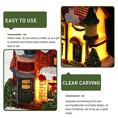 Balacoo 4Pcs Light Up Christmas Village House Glowing Snowy Collectible Buildings Miniature Xmas Tabletop Ornament Xmas Holiday Decor For Window Fireplace #TOP7